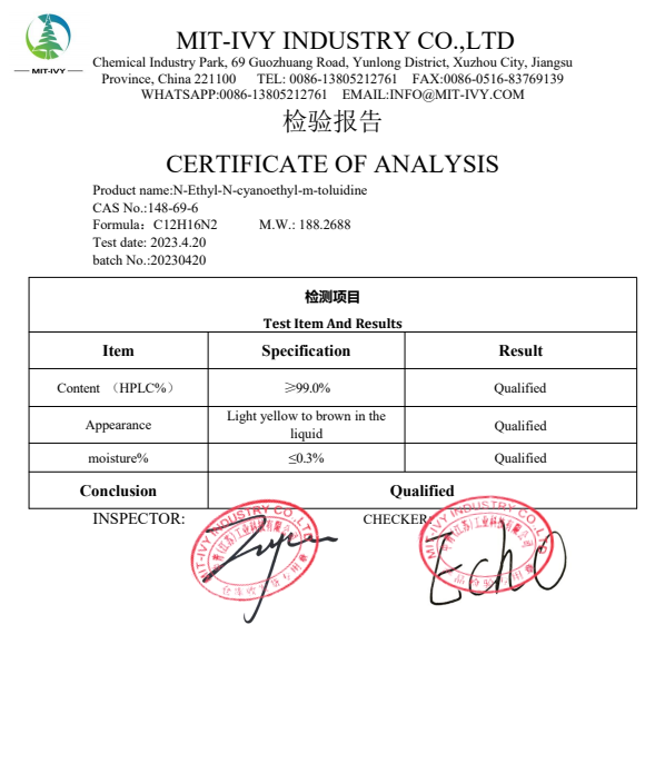 148-69-6 
N-Ethyl-N-cyanoethyl-m-toluidine